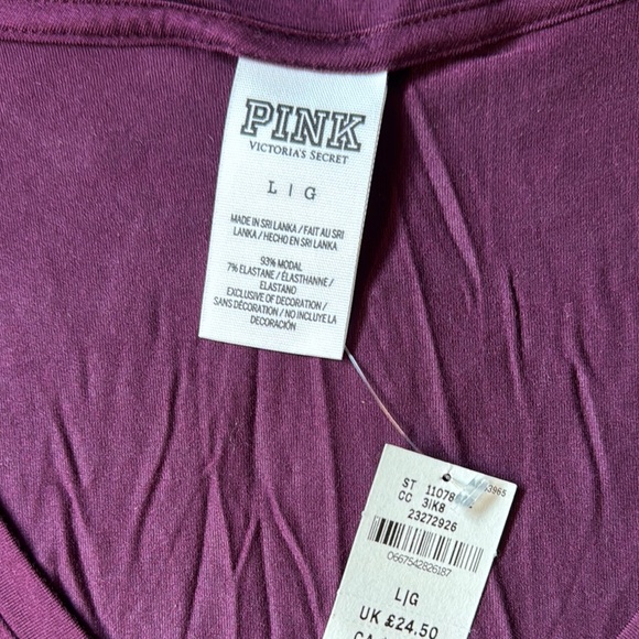 PINK Victoria's Secret Deep Purple V-Neck Tee - Picture 2 of 6